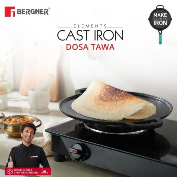 Bergner Eco cast iron Dosa tawa-Black (30 cm):1 unit