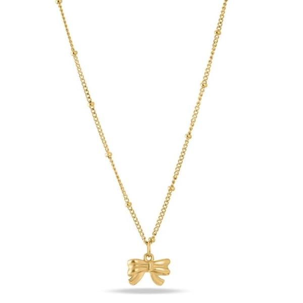 PALMONAS Gilded Bow Necklace for Women - Jewellery Gift for Girls & Women | Waterproof & Anti-Tarnish Bow Pendant Chain, Stylish & Trendy Necklaces for Ladies