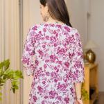 Women's Cotton Floral Printed Women's Rayon Short Kurta with Floral Print, Embroidery Work & Sweetheart Neckline | 3/4 Sleeves Casual Ethnic Tunic Top