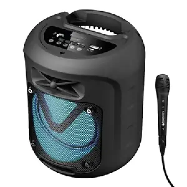 ZEBRONICS Sound Feast 90 10W Output, Portable Wireless Speaker with Bluetooth v5.0, TWS, 6.3mm with Wired Mic, USB, mSD, AUX, Mobile Holder and RGB Lights