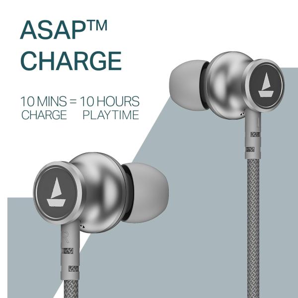 Boat Rockerz 113, 40H Battery, Dual Pair, Fast Charge, ENx Tech, Stream Ad Free Music via App Support, Magnetic Buds, Bluetooth Neckband, Wireless with Mic in Ear Earphones (Ash Grey)