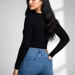 Women’s V Neck Ribbed Full Sleeve Top for Women Stylish Fitted Ribbed Top for Jeans | Casual Office Tops for Women | Western Tops for Women Stylish