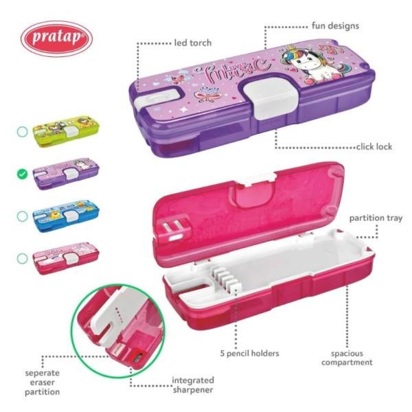 Pratap Kids Plastic Pencil Box (Purple) : 1 Unit