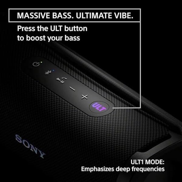 Sony ULT Field 1 Wireless Bluetooth Speaker, 12hrs Playtime, Massive Bass, Hands Free Calling, IP67 Water, Dust & Rustproof, Sound Connect App-Black