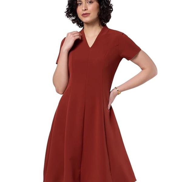 Symbol Premium Women's A-Line Flared Dress (Knee Length | Desk-to-Dinner) (Available in Plus Sizes)