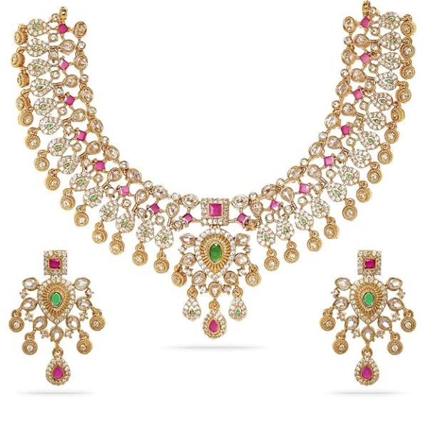 Rubans Zirconia Choker Necklace Set Stylish Jewellery Gift for Women & Girls