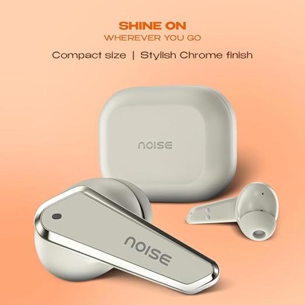 Noise Buds N1 Truly Wireless Earbuds with Chrome Finish, 40H of Playtime, Quad Mic with ENC, Ultra Low Latency Gaming (Up to 40 Ms), Instacharge(10 Min=120 Min), Bluetooth V5.3(Calm Beige)