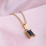 PALMONAS Black Stone Necklace for Women - Gold Plated Necklace Chain, Waterproof & Anti Tarnish Jewellery | Gift For Women & Girls