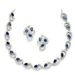 ZENEME Rhodium-Plated with Silver-Toned White Cubic Zirconia & American Diamond studded Necklace and Drop Earrings Jewellery Set for women