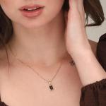PALMONAS Black Stone Necklace for Women - Gold Plated Necklace Chain, Waterproof & Anti Tarnish Jewellery | Gift For Women & Girls