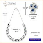 ZENEME Rhodium-Plated with Silver-Toned White Cubic Zirconia & American Diamond studded Necklace and Drop Earrings Jewellery Set for women