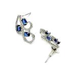 ZENEME Rhodium-Plated with Silver-Toned White Cubic Zirconia & American Diamond studded Necklace and Drop Earrings Jewellery Set for women