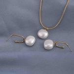 PALMONAS Classic Pearl Pendant Necklace & Earring Jewellery Set for Womens