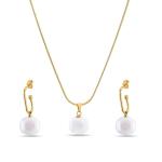 PALMONAS Classic Pearl Pendant Necklace & Earring Jewellery Set for Womens