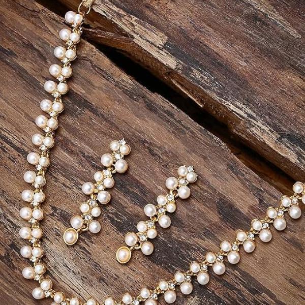 ZAVERI PEARLS Contemporary Look Pearls Choker Jewellery Set For Women-ZPFK9439
