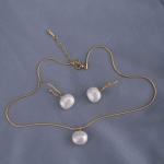 PALMONAS Classic Pearl Pendant Necklace & Earring Jewellery Set for Womens