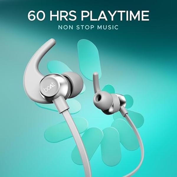 Boat Rockerz 255 Pro+, 60H Battery, Fast Charge, IPX7, Dual Pair,Low Latency,Magnetic Buds, Stream Ad Free Music via App Support, in Ear Bluetooth Neckband, Wireless with Mic Earphones (Moon White)