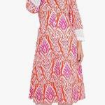 IndoBhutan Seller Women's Cotton Printed Mandarin Collar A-Line Kurti with Pant (Orange)