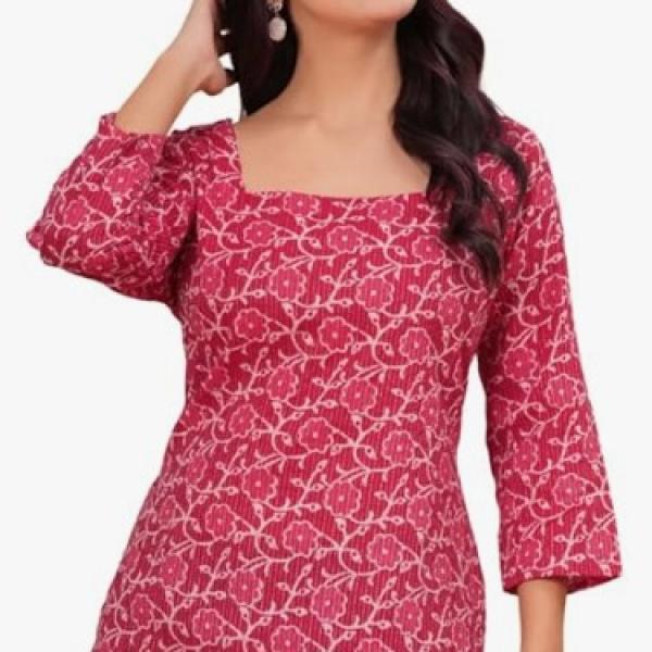 Women’s Pure Cotton Printed Straight Top I Stylish Short Kurta I Ethnic Kurti Top for Office & Casual Wear