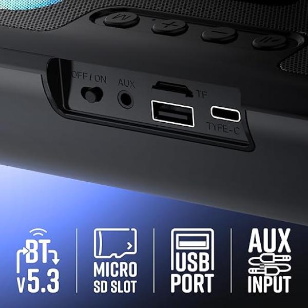 ZEBRONICS Astra 35, Portable Bluetooth Speaker, 16 Watts, Upto 8h Backup, Dual Drivers + Dual Passive Radiators, Call Function, Bluetooth v5.3 | USB | mSD| AUX, TWS, RGB LED