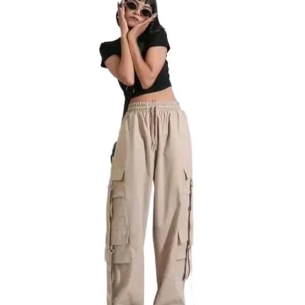 Women's Mid-Rise Regular Fit Full-Length Jeans Cargos with 6 Pockets Cotten Blended Jeans Cargos for Girls, Stylish Outdoor & Casual Wear,Size Fit- Small to XL