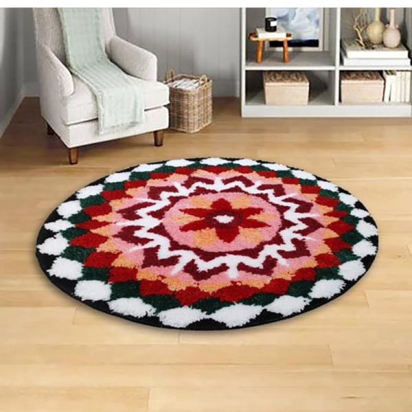 Elegant weavers rangoli round mat-multi colour:60X60cm