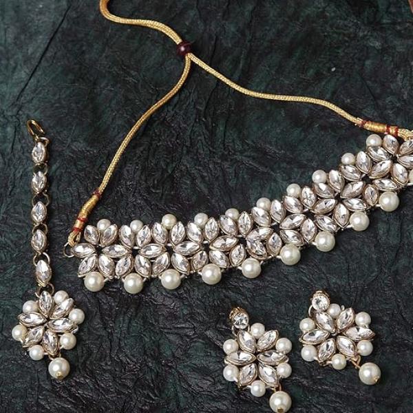 Shining Diva Fashion Latest Choker Design Antique Kundan Traditional Necklace Jewellery Set for Women