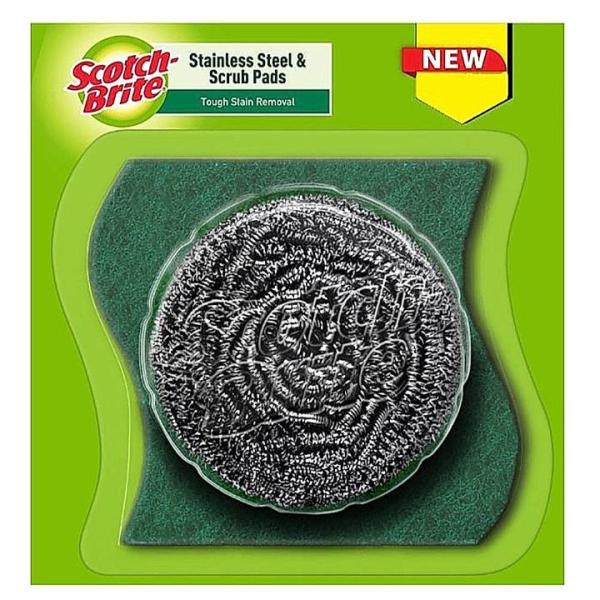 Scotch Brite Stainless Steel Scrubber + Scrub pad Combo : 1 Unit