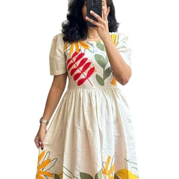 ROYALICA Women's Pure Cotton Maxi Midi Dress Western Dress for Women Elegant Floral Printed Long Dresses | Soft & Breathable Fabric | Casual Trending Dress for Women