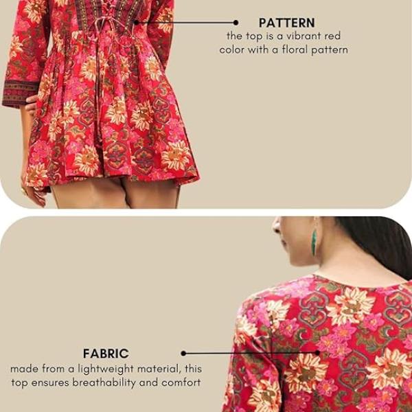 Leriya Fashion Women's Rayon Paisley Printed Tunic Western Tops Short Kurti – Comfortable Everyday Wear & Half Sleeves, Collar Neck (Available in Plus Size)