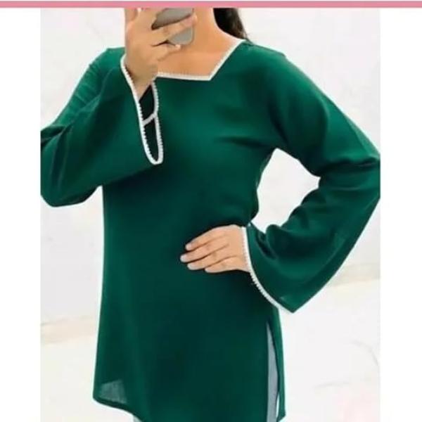 Women's Sleeve Kurti Top | Square Neck Casual Tunic | Soft Comfortable Top for Women
