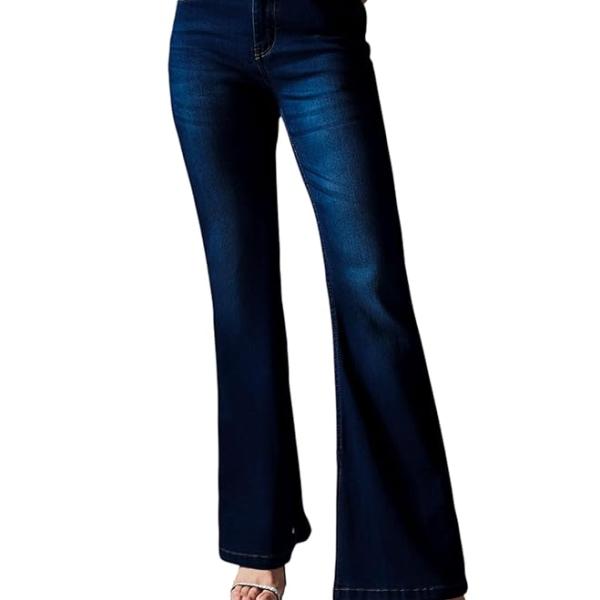 Miss Chase Women's Wide-Leg High-Rise Regular-Length Stretchable Shaping Denim Jeans