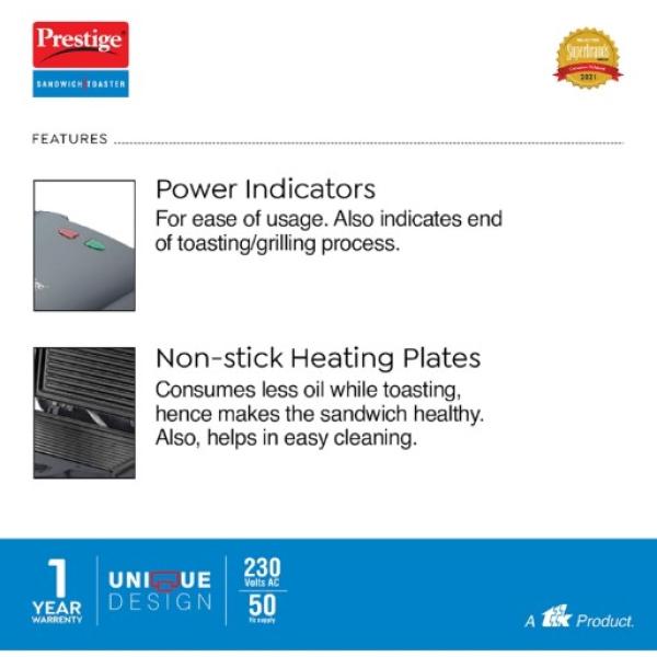 Prestige Sandwich Toaster - 800 W : 1 Unit