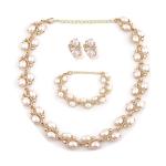 Shining Diva Fashion Latest Stylish Design Fancy Pearl Bracelet Earrings Necklace Jewellery Set for Women (15214s)
