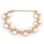 Shining Diva Fashion Latest Stylish Design Fancy Pearl Bracelet Earrings Necklace Jewellery Set for Women (15214s)