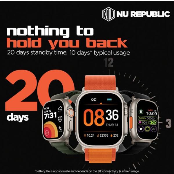 Nu Republic creed ultra bluetooth calling smartwatch-silver :1 Unit