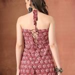 Amazon Brand - Tavasya Women Printed Cotton Sleeveless V-Neck Kurti Top | Lightweight A-Line Casual Tunic for Summer Wear