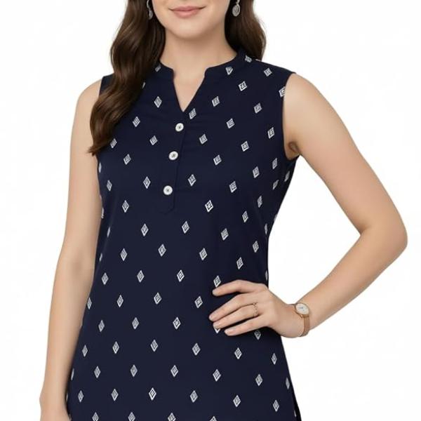 Bahumaan Rayon Short Kurti for Women | Tops for Jeans for Women | Ideal for Casual Office Wear Tunics | 3/4 Sleeve with Printed Design and Regular Fit