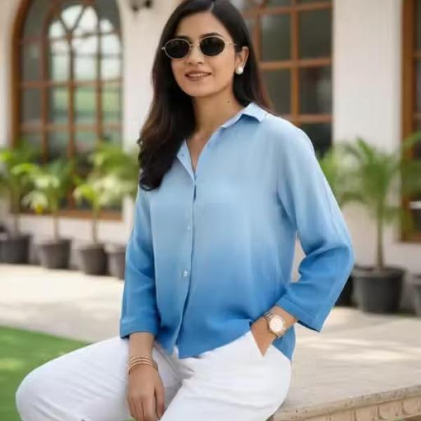 Women's Korean Style 3/4 Sleeve Oversized Button Down|| Workwear Top Shirt for Office & Casual Wear Women Shirt || Shirt for Woman || Top for Women (L-98-101)