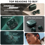 MOTOROLA Moto Loop | Sound by Bose |Lightweight & Comfortable| IP54 | Sweat proof Bluetooth Headset (Green, True Wireless)