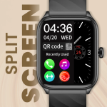 Cellecor STEW 1.83" BT Calling, 500 NITS, AI Voice Assistant,SPo2,HR, Split Screen Smartwatch (Black Strap, Free Size)