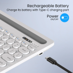 Portronics Bubble Dock Bluetooth, Wireless Handheld Laptop Keyboard Compatible with Desktop, Laptop, Mac with Tablet/Smartphone holder 12 inch wide & On/Off switch,Compact Tenkeyless (White)