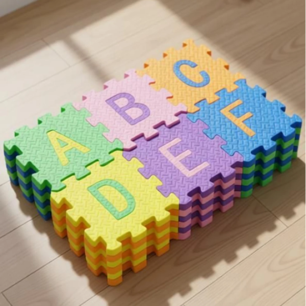 KOBBET 36Pcs ABCD Alphabet Puzzle Foam Mat for Interlocking Learning Alphabet & Number (Multicolor)