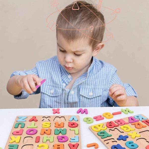 ZARQITO wooden puzzle for kids Number and Alphabet combo 2 pack (2 Pieces)
