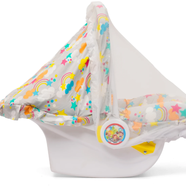V House Magic 12-in-1 Baby Carry Cot and Rocking Chair with Rainbow and Star Print Canopy Bouncer (Yellow)
