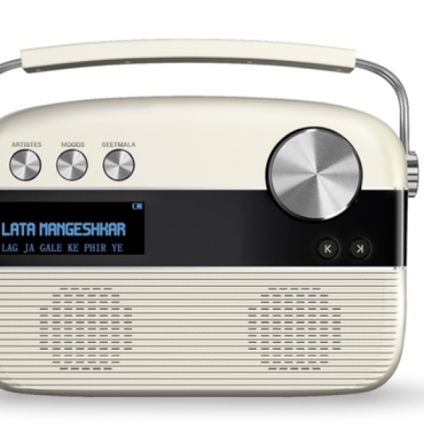Saregama Carvaan Hindi - Portable Music Player with 5000 Preloaded Songs, FM/BT/AUX (Porcelain White)