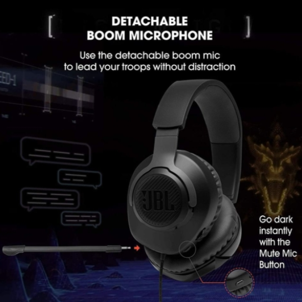 JBL Quantum 100 Wired Over-Ear Gaming Headset with Detachable Mic for PC, Mobile, Laptop, PS4, Xbox, Nintendo Switch, VR (Black)