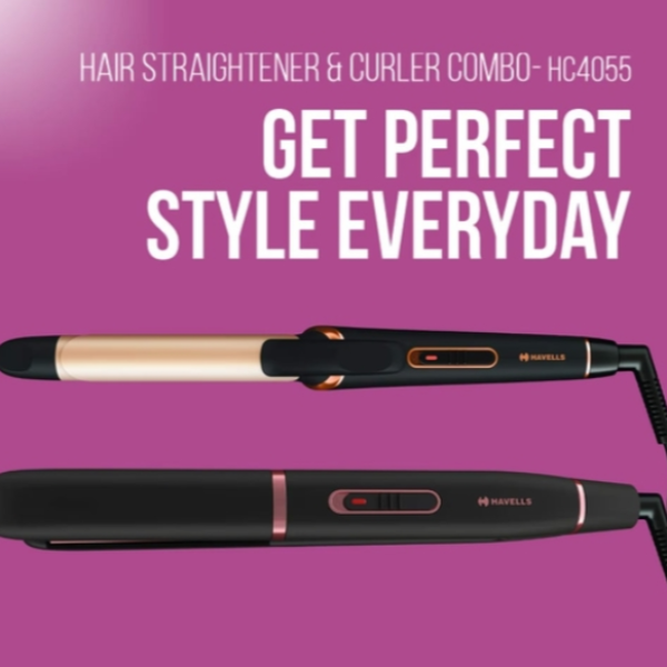 HAVELLS HC4055 Hair Straightens and Curler Combo, Black