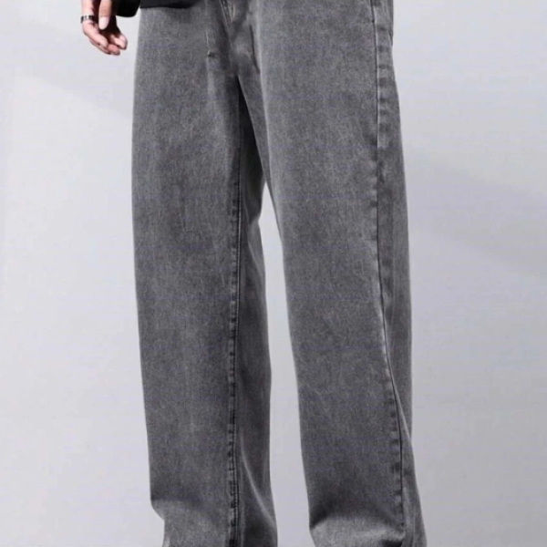 HOKER Men Loose Fit Mid Rise Grey Jeans