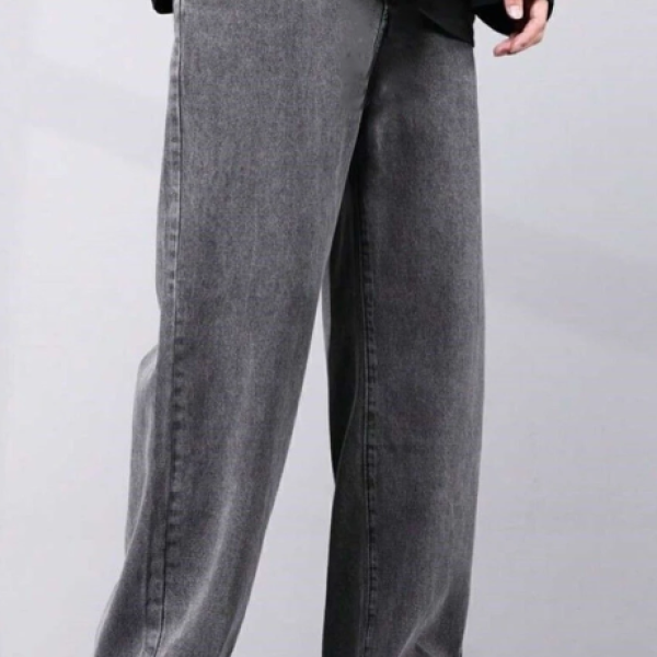 HOKER Men Loose Fit Mid Rise Grey Jeans